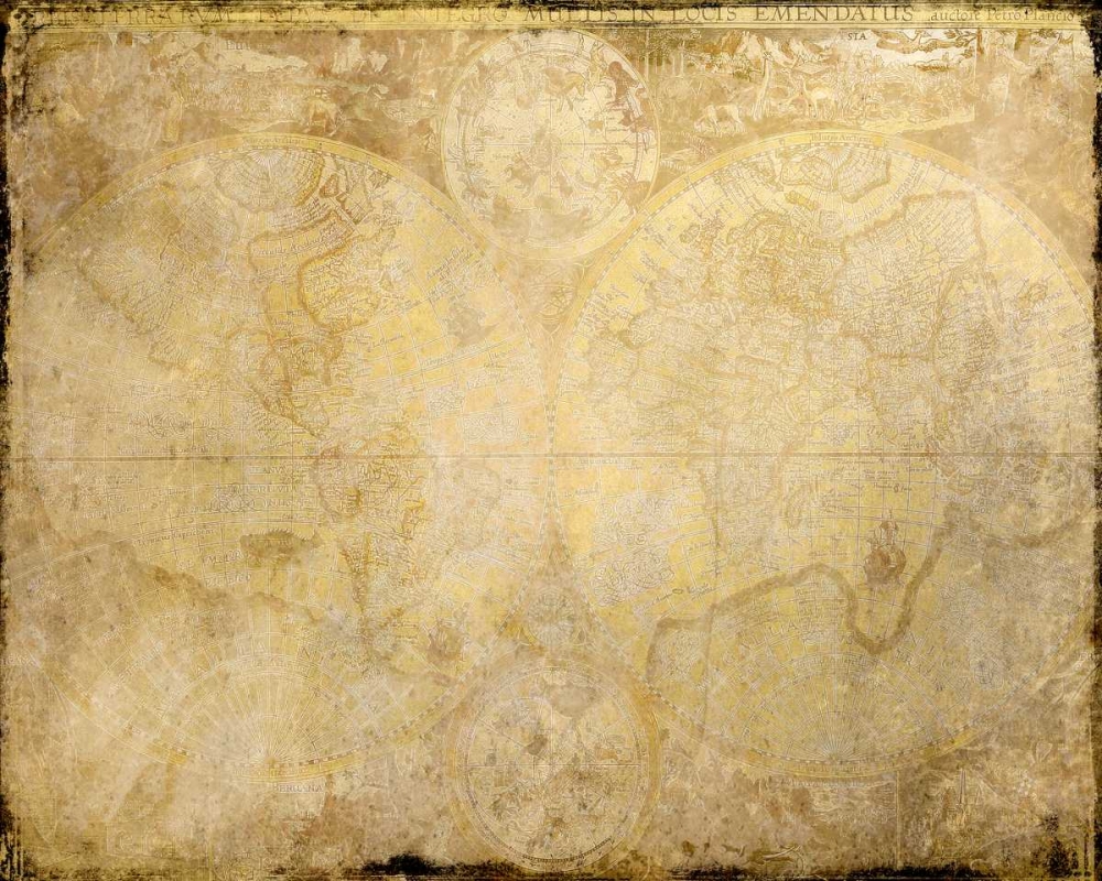 Wall Art Painting id:106552, Name: World Map in Gold, Artist: Allen, Kimberly