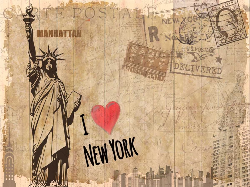 Wall Art Painting id:106567, Name: Post Card New York, Artist: Allen, Kimberly