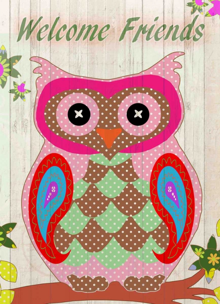 Wall Art Painting id:106601, Name: Patchwork Owl Welcome, Artist: Allen, Kimberly