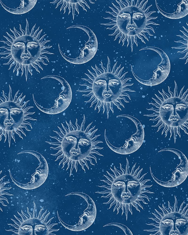 Wall Art Painting id:392907, Name: Sun Moon Pattern Blue, Artist: Allen, Kimberly