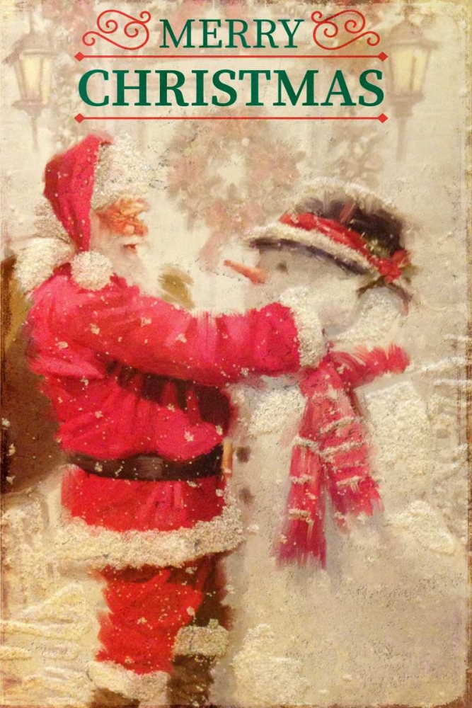 Art Print: Santa and Snowman