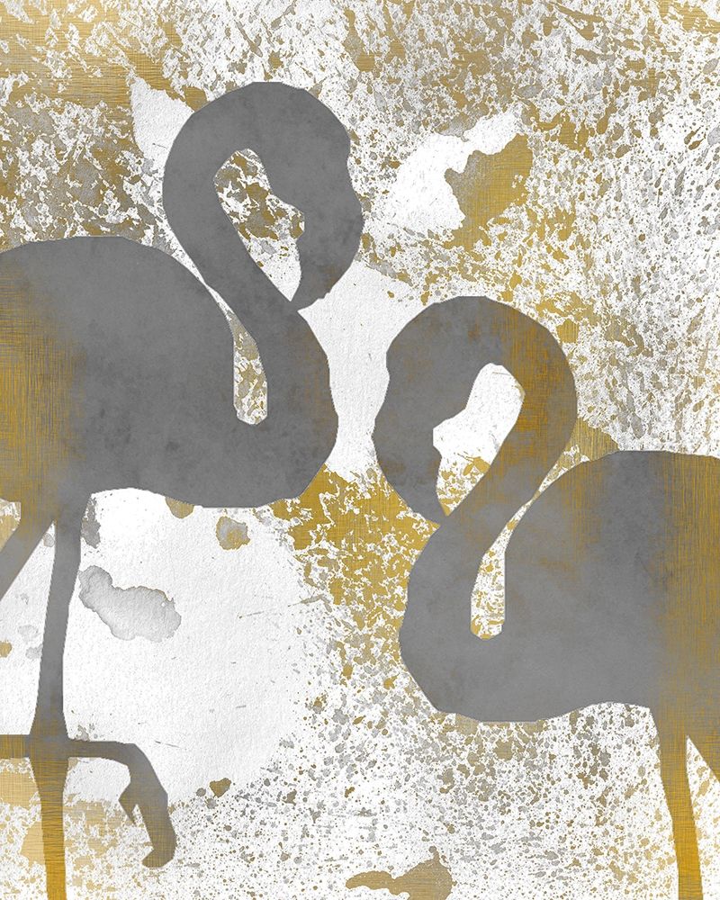 Wall Art Painting id:200098, Name: Gold Flamingos 1, Artist: Kimberly, Allen