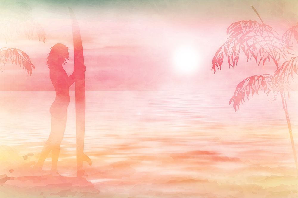 Art Print: Sunset at the Beach