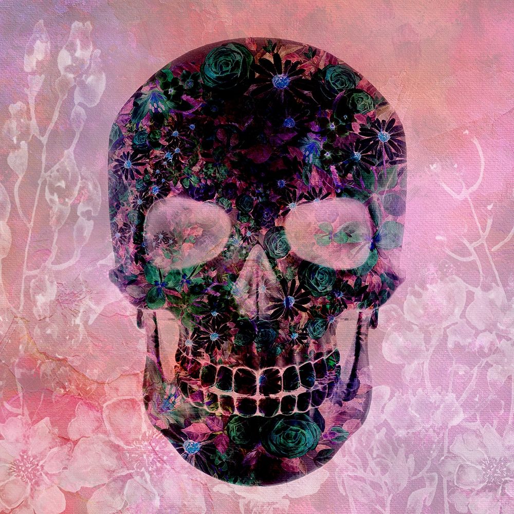 Wall Art Painting id:366216, Name: Floral Skull Pink, Artist: Allen, Kimberly