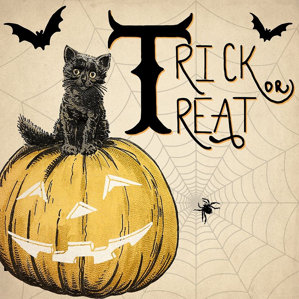 Wall Art Painting id:366333, Name: Trick or Treat Cat, Artist: Allen, Kimberly