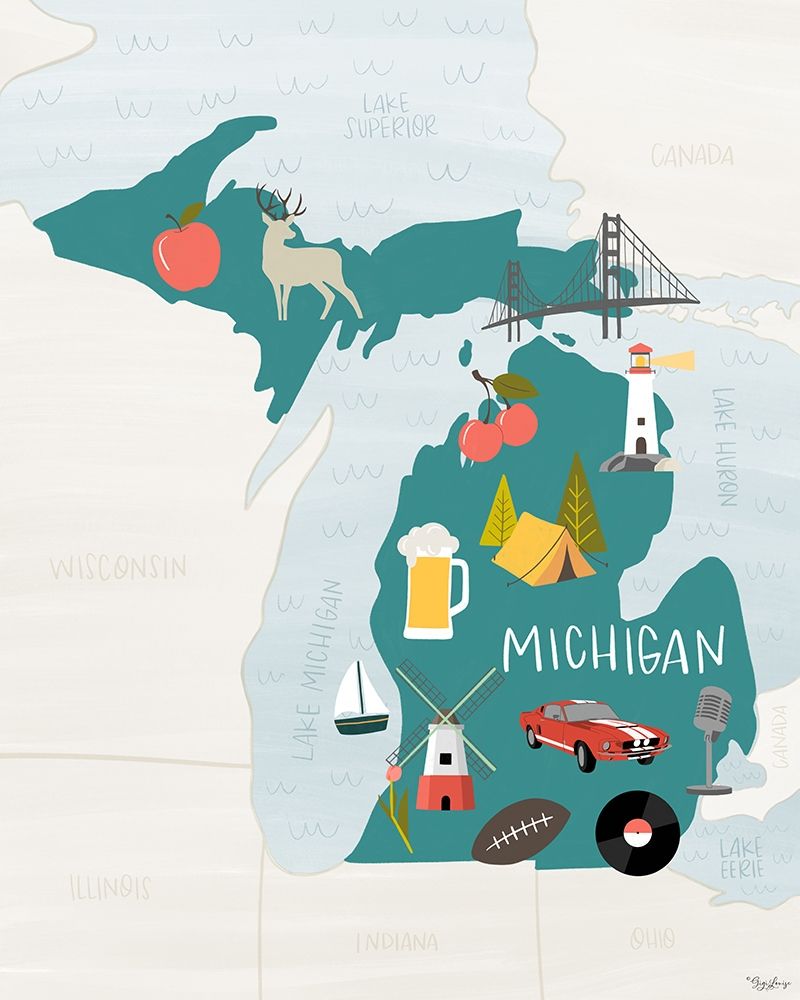 Art Print: Michigan Icons 2
