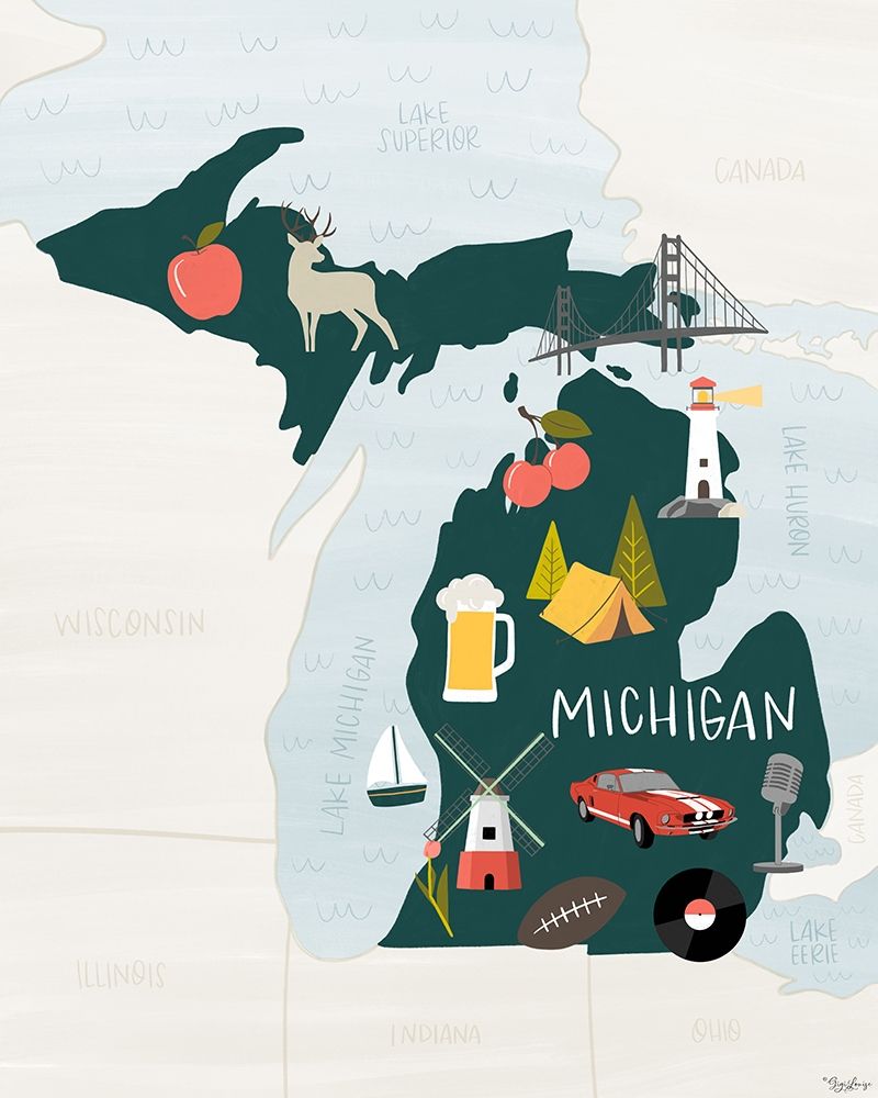 Art Print: Michigan Icons