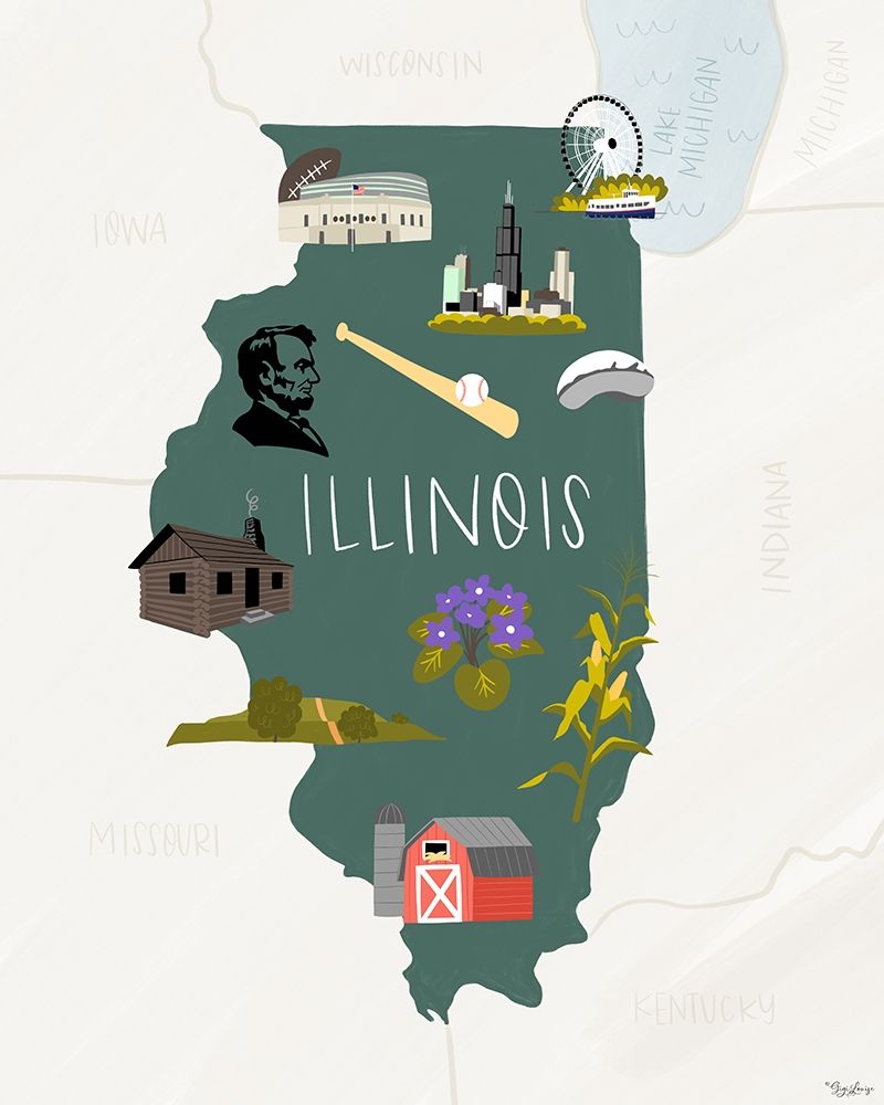 Art Print: Illinois Icons 2