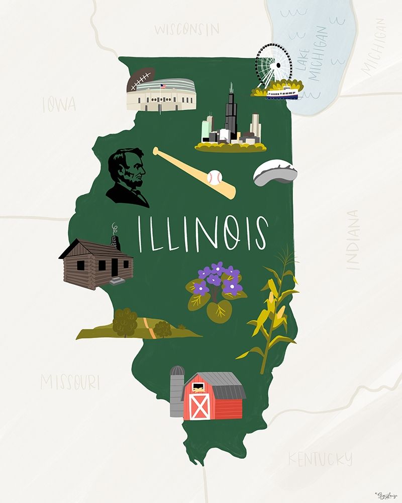 Art Print: Illinois Icons