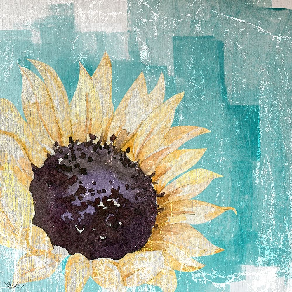 Wall art: Sunflower Teal, by Louise, Gigi
