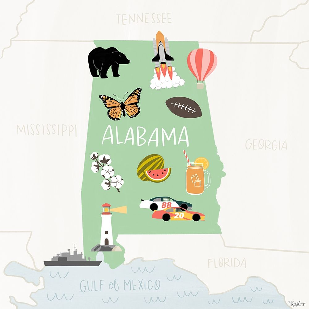 Art Print: Alabama Icons