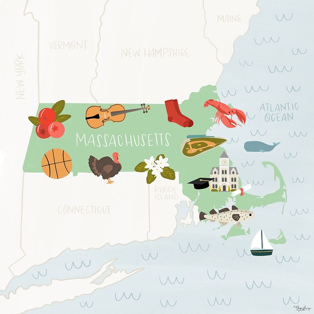 Art Print: Massachusetts Icons