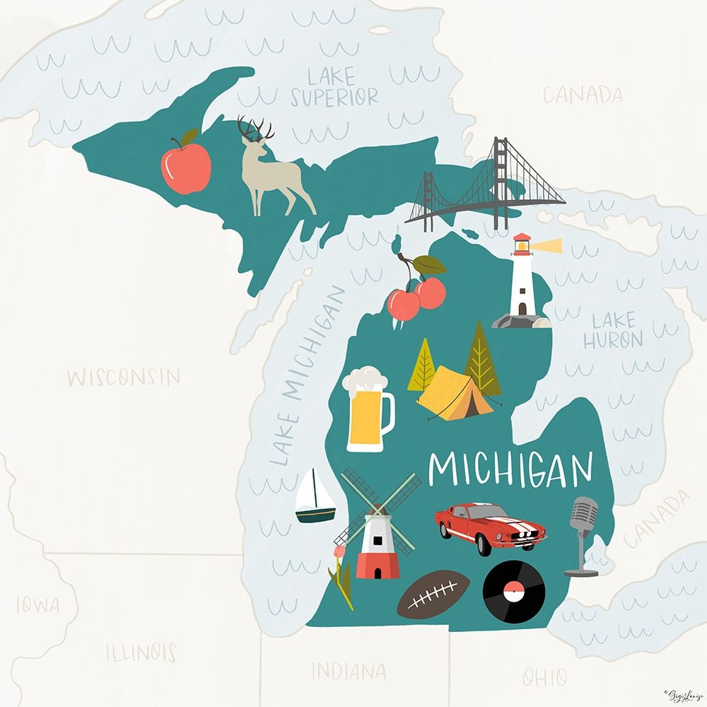 Art Print: Michigan Icons