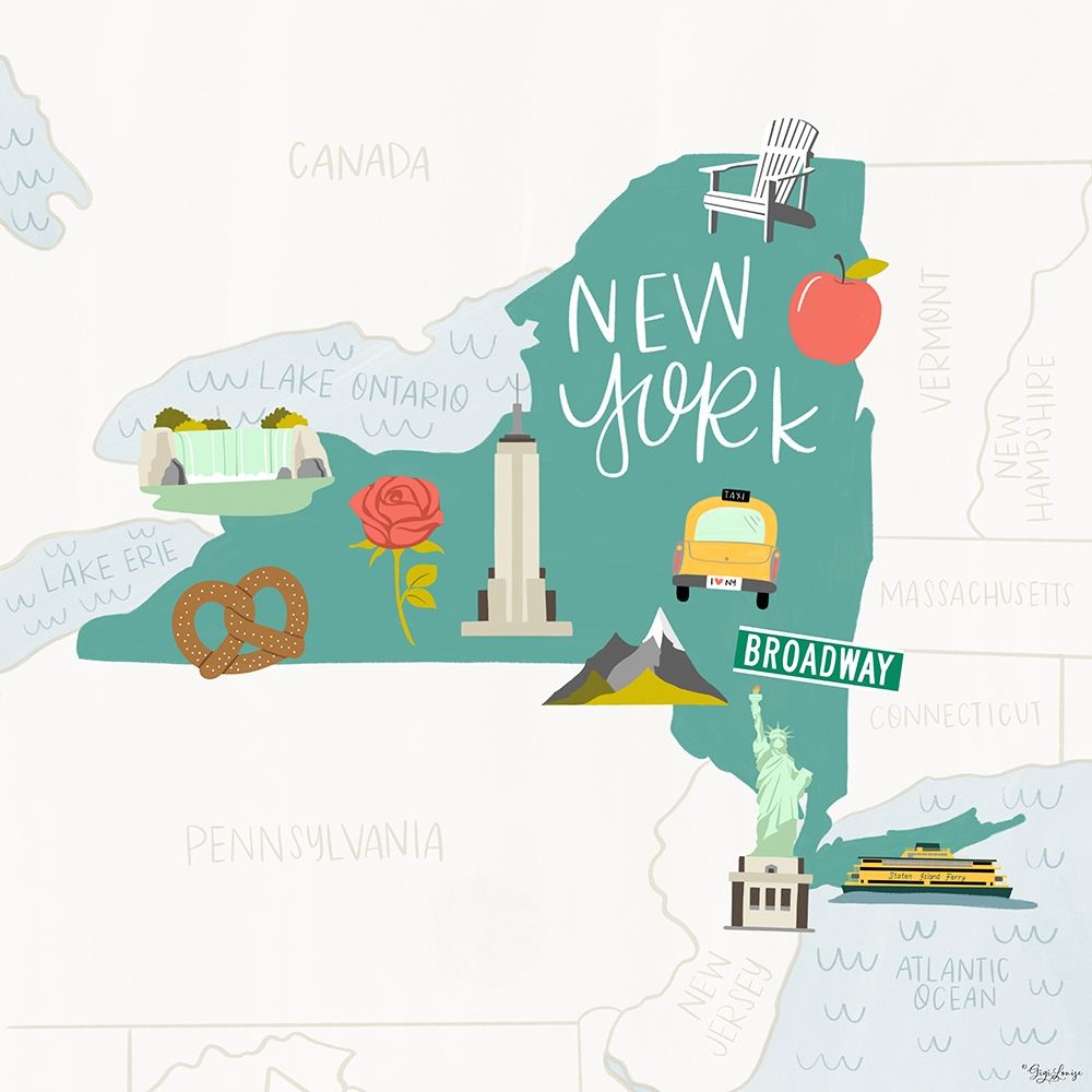 Wall Art Painting id:366579, Name: New York Icons, Artist: Louise, Gigi