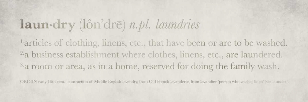 Art Print: Definitions - Laundry I
