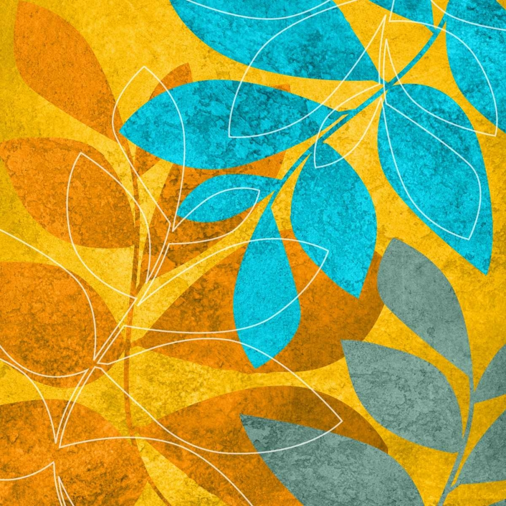 Wall Art Painting id:7871, Name: Aqua Leaves 2, Artist: Emery, Kristin