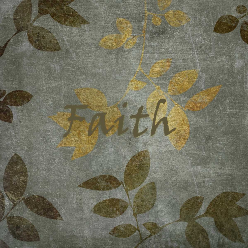 Wall art: Gold and Brown Leaves Faith, by Emery, Kristin