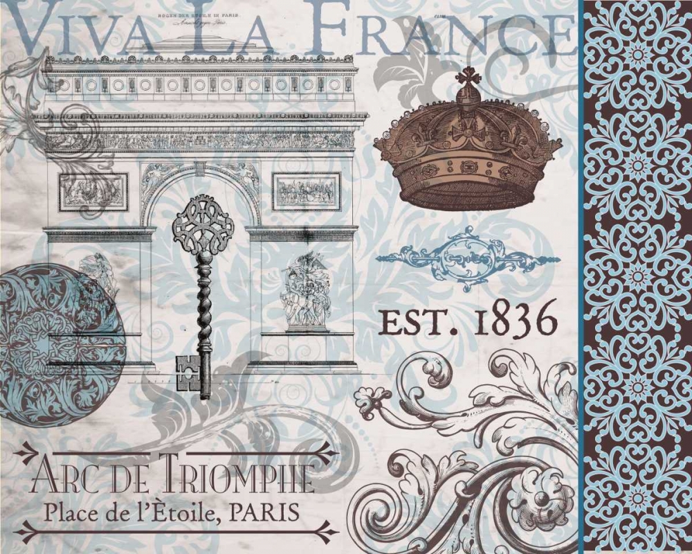 Wall Art Painting id:87044, Name: Paris Pair Rect Blue Brown 1, Artist: Hogan, Melody