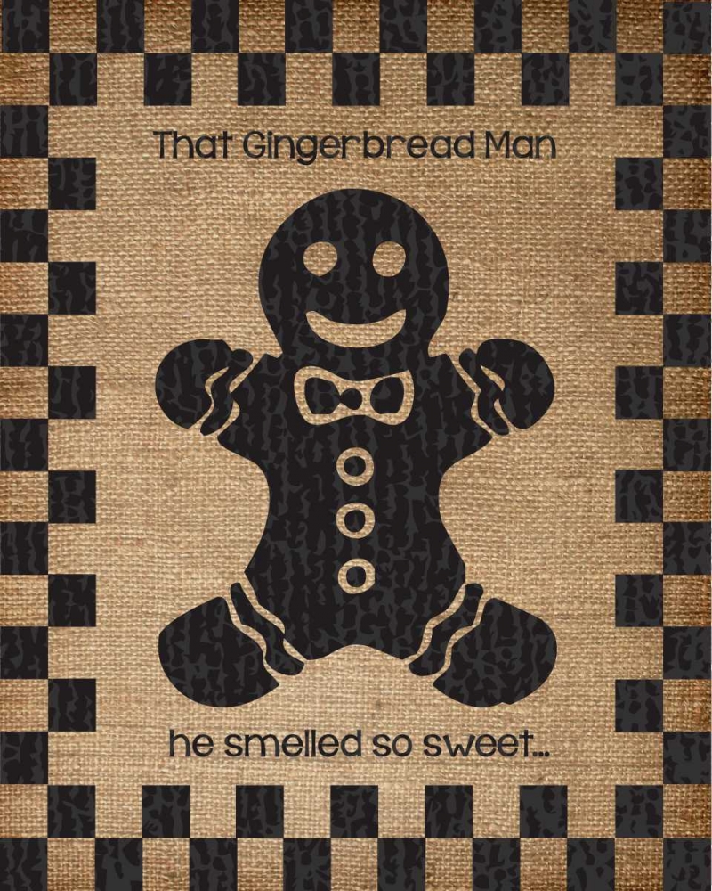 Wall Art Painting id:87050, Name: Burlap Christmas Gingerbread Man, Artist: Hogan, Melody