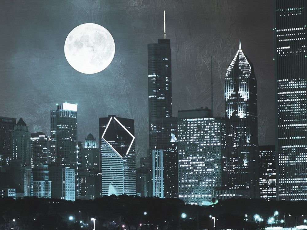 Art Print: Moonlit Chicago 2