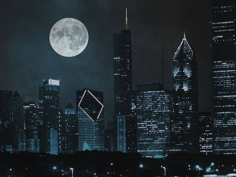 Art Print: Moonlit Chicago