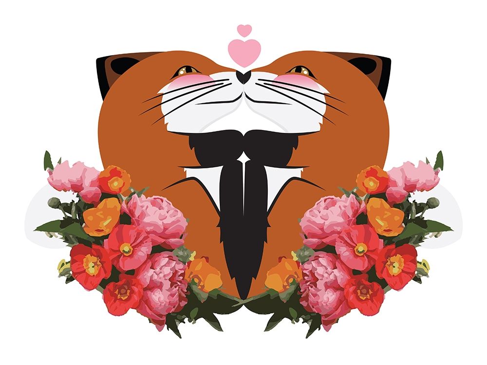 Art Print: Fox Hug Flowers
