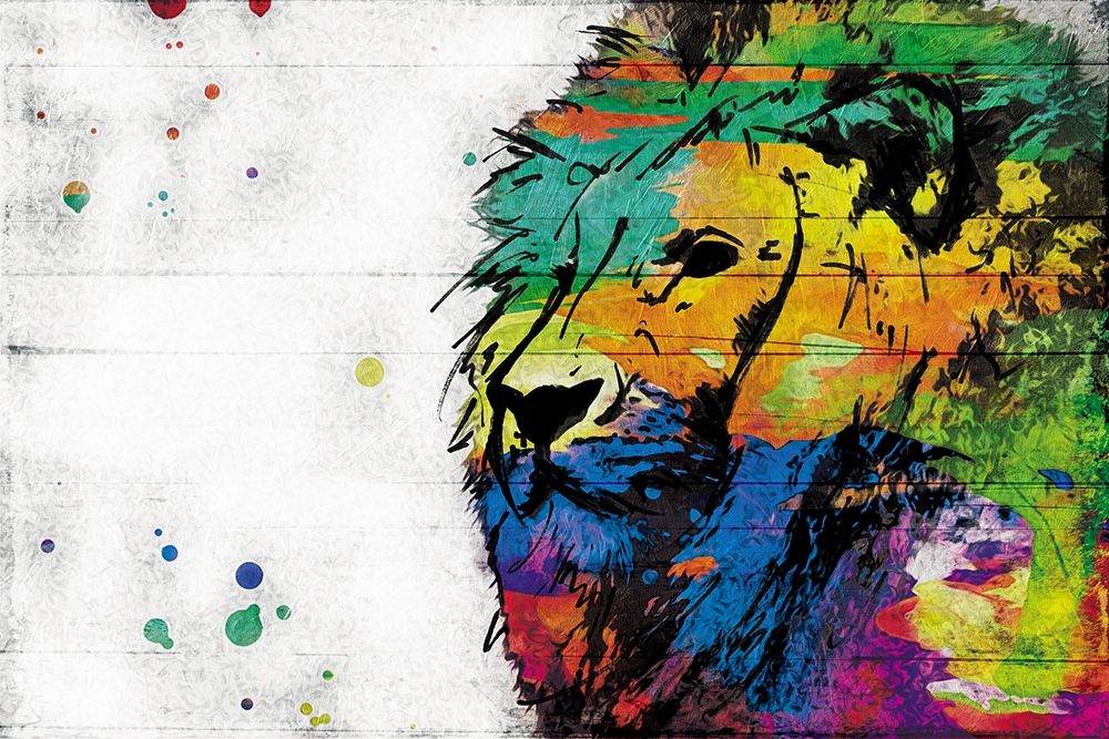 Wall Art Painting id:208027, Name: Rainbow Lion, Artist: Villa, Mlli