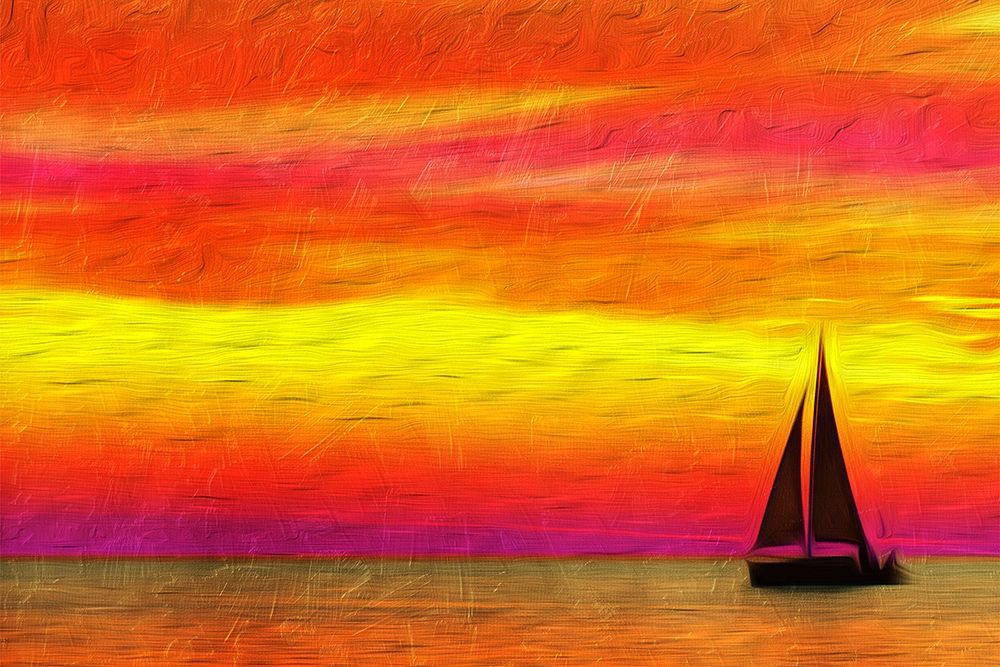 Wall Art Painting id:208033, Name: Sunset Boating, Artist: Villa, Mlli