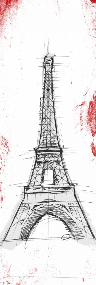 Wall Art Painting id:138943, Name: Eiffel Red Pop Sketch, Artist: OnRei