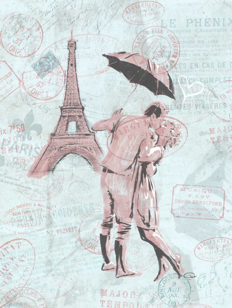 Wall Art Painting id:32141, Name: Romantic love Eiffel, Artist: OnRei