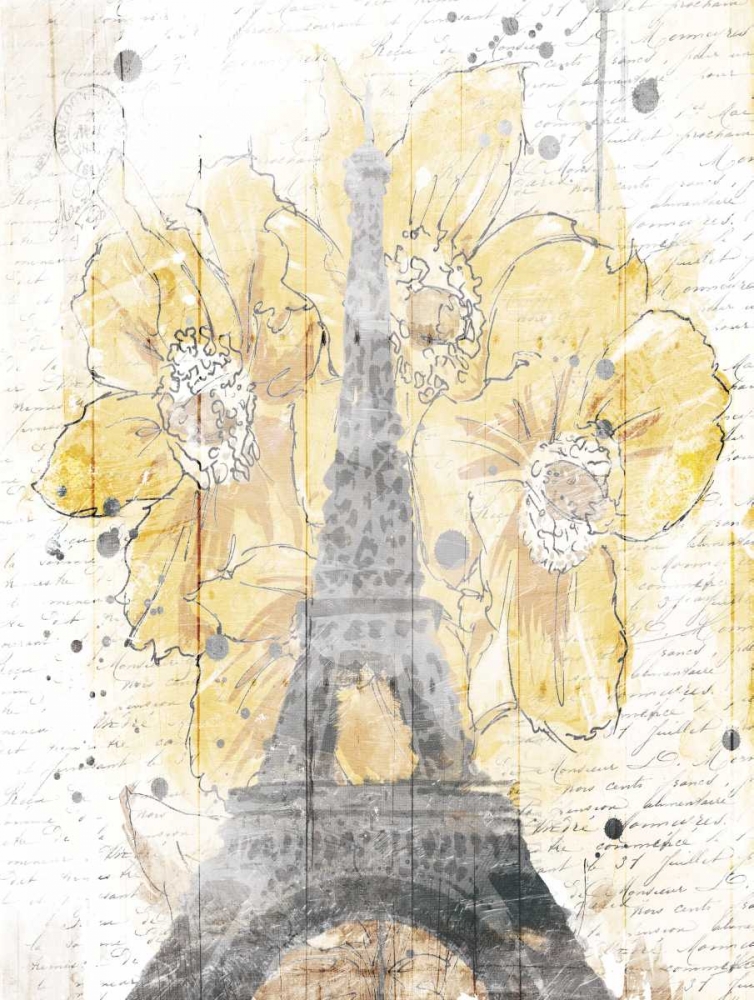 Wall Art Painting id:138974, Name: Eiffel Bloom Yellow, Artist: OnRei
