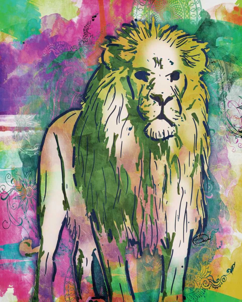 Art Print: Lion Dark Bright Henna