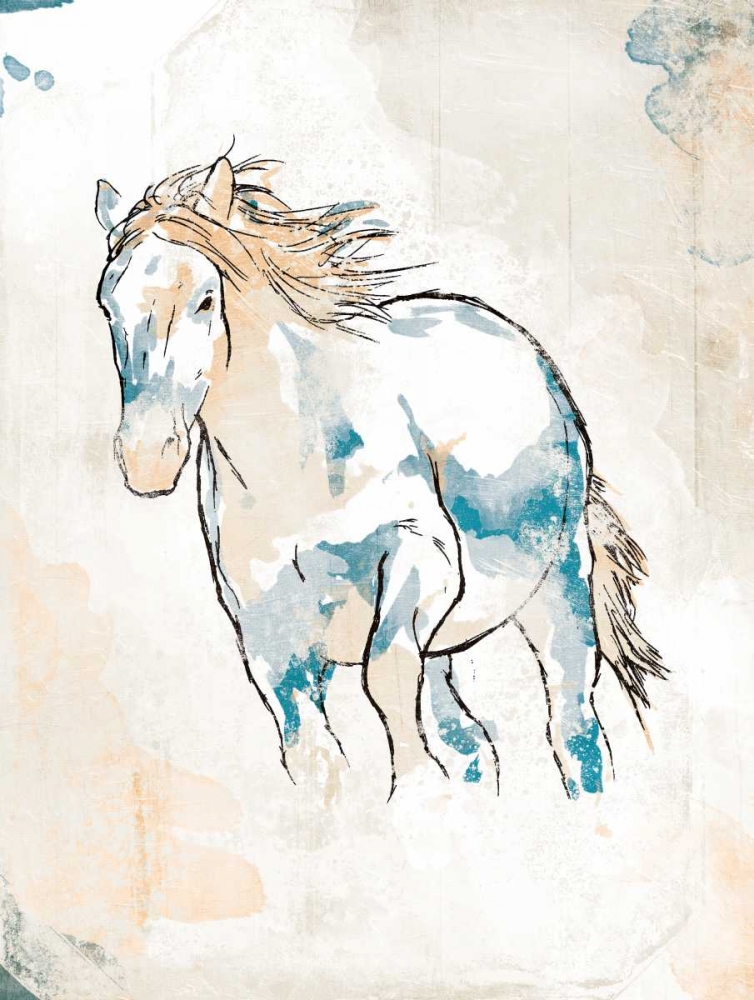 Wall art: Running Horse Blue, by OnRei