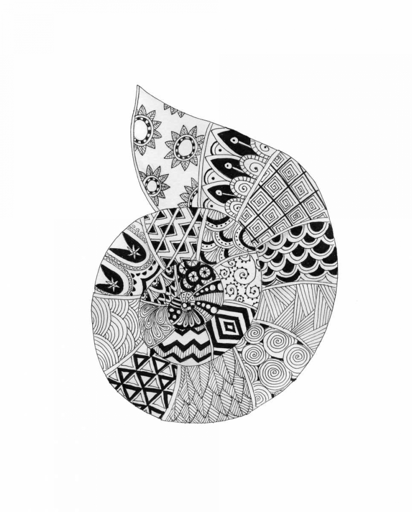 Art Print: BW Decorated Nautilus