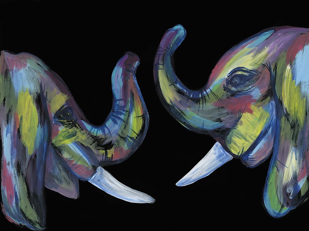 Wall art: Colorful Elephants 1, by Varacek, Pam