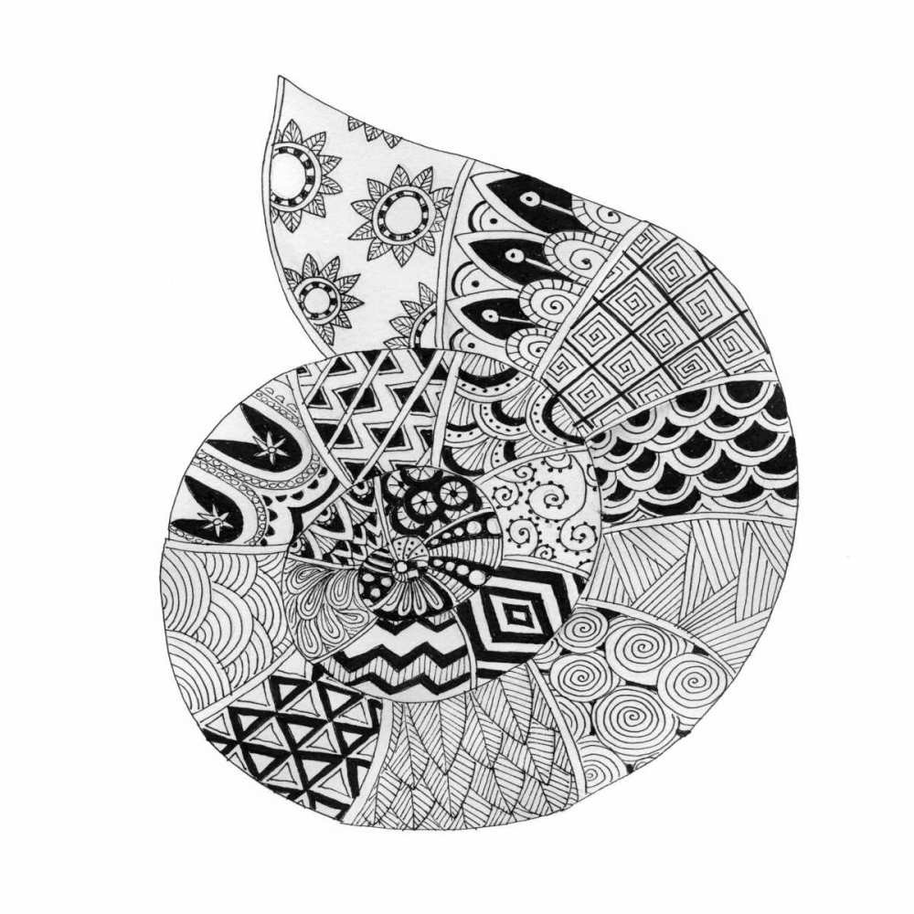 Art Print: BW Decorated Nautilus