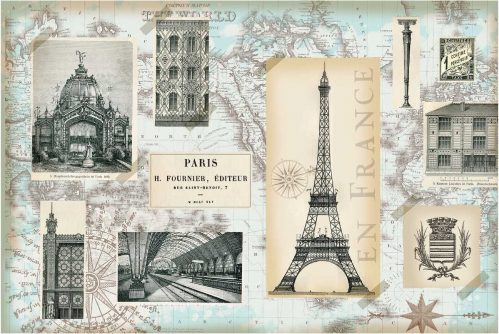 Art Print: Paris Collage Global