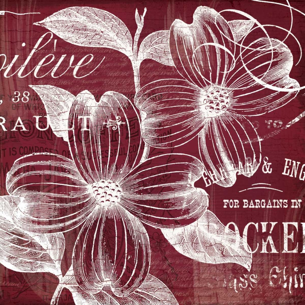 Art Print: OxBlood Fleurs 1