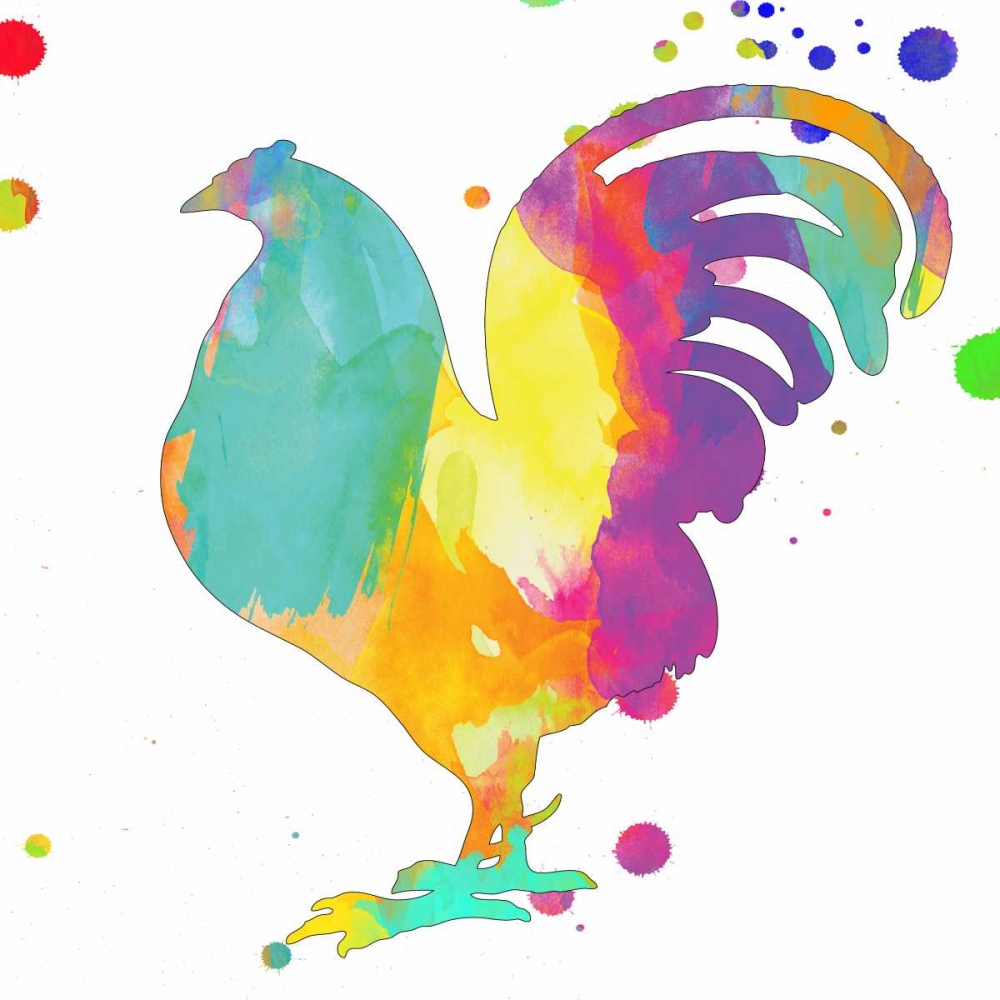 Wall Art Painting id:139476, Name: Color Rush Rooster, Artist: Lewis, Sheldon