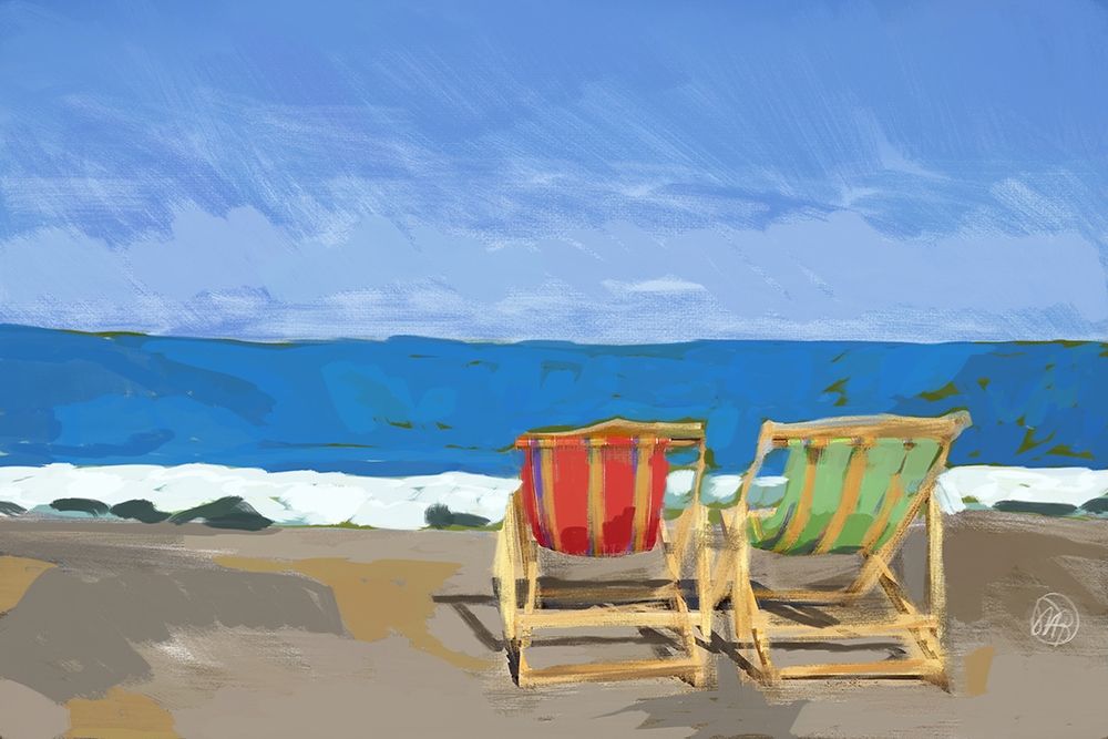 Wall Art Painting id:208209, Name: Beach Chairs, Artist: Butcher, Sarah