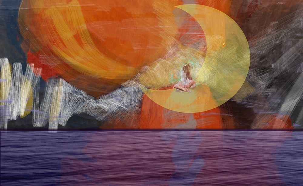 Wall Art Painting id:208215, Name: Girl On The Moon, Artist: Butcher, Sarah