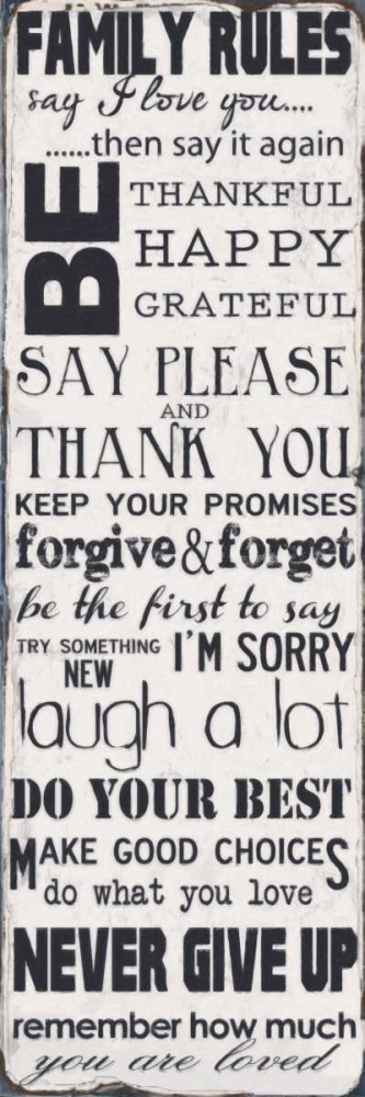 Wall Art Painting id:39568, Name: FAMILY RULES, Artist: Greene, Taylor