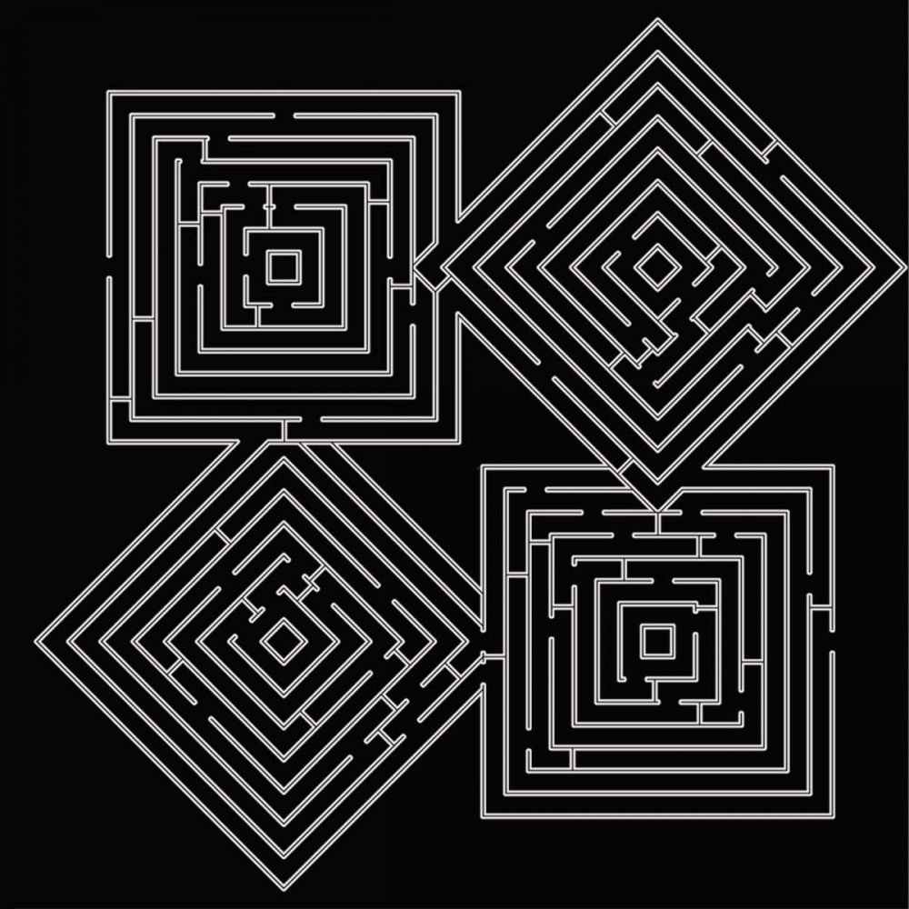 Wall art: QUAD LABYRINTH ON BLACK, by Greene, Taylor