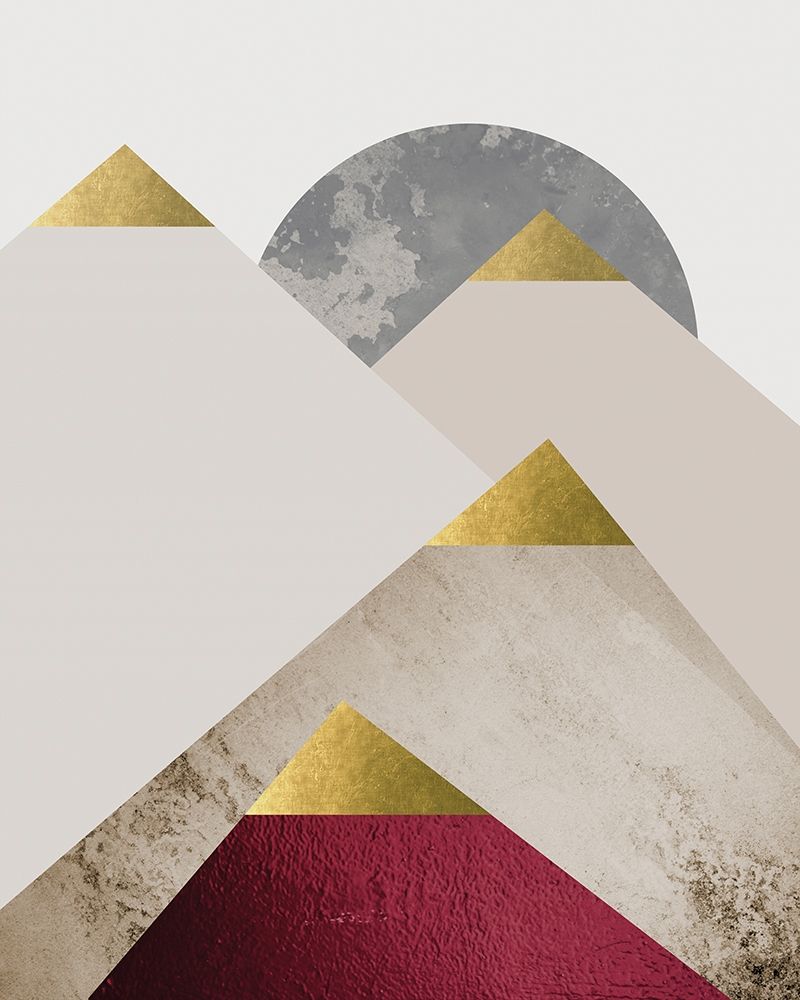 Art Print: Beige Brugundy Mountains 2