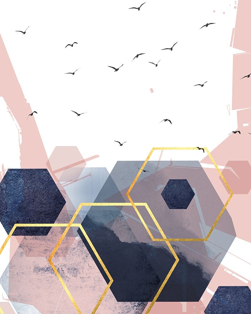 Wall Art Painting id:257640, Name: Abstract Navy Blush Gold 2, Artist: Urban Epiphany