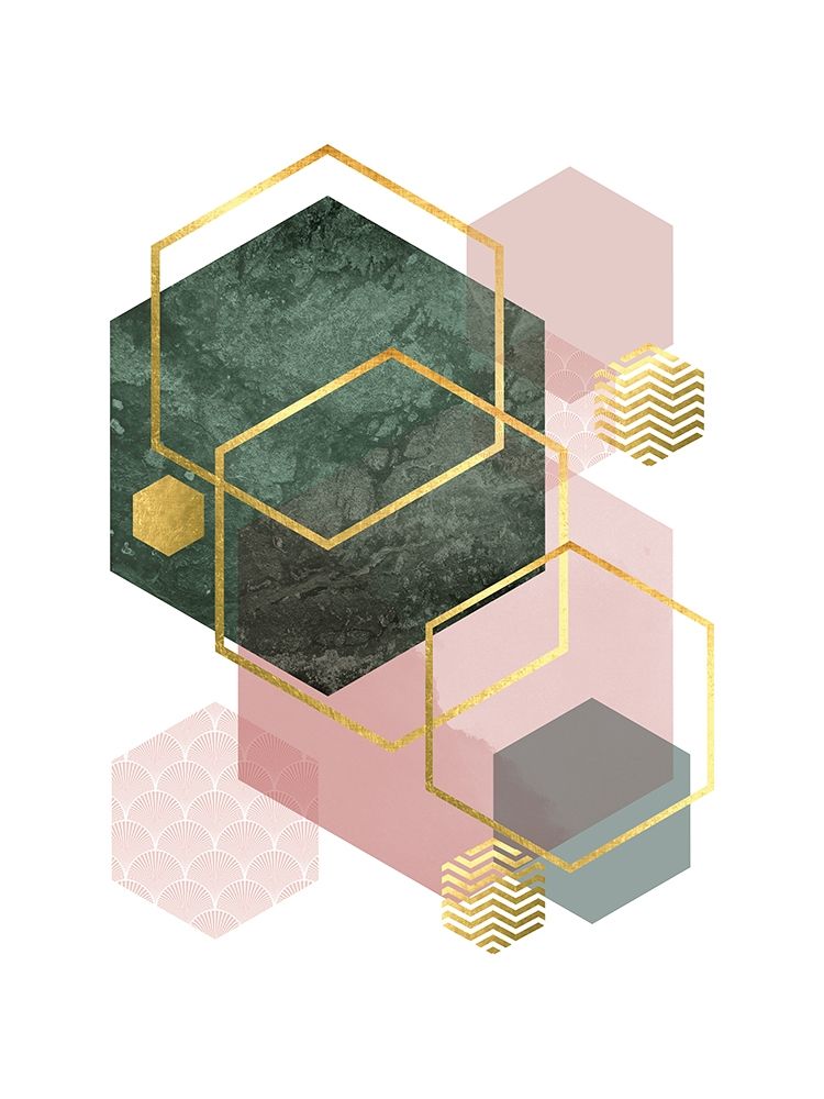 Wall Art Painting id:300697, Name: Pink Green Geo 1, Artist: Urban Epiphany