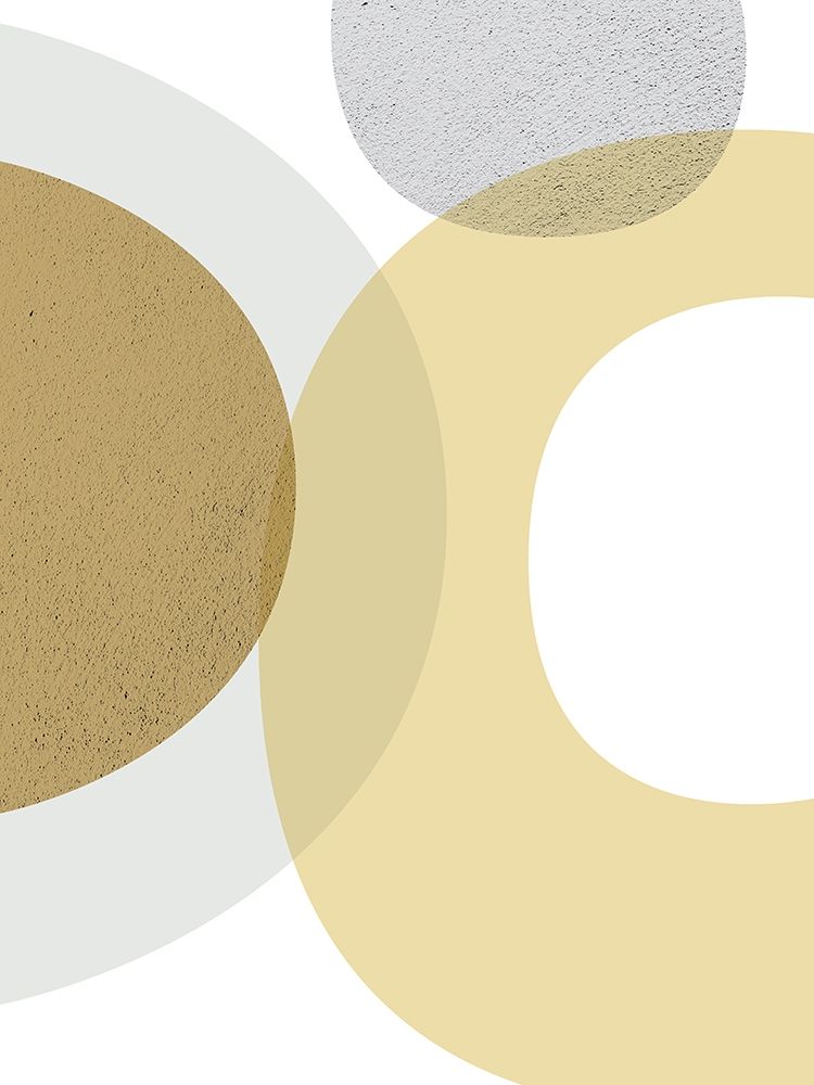 Art Print: Mid Century Flora Tones Yellow Grey 1