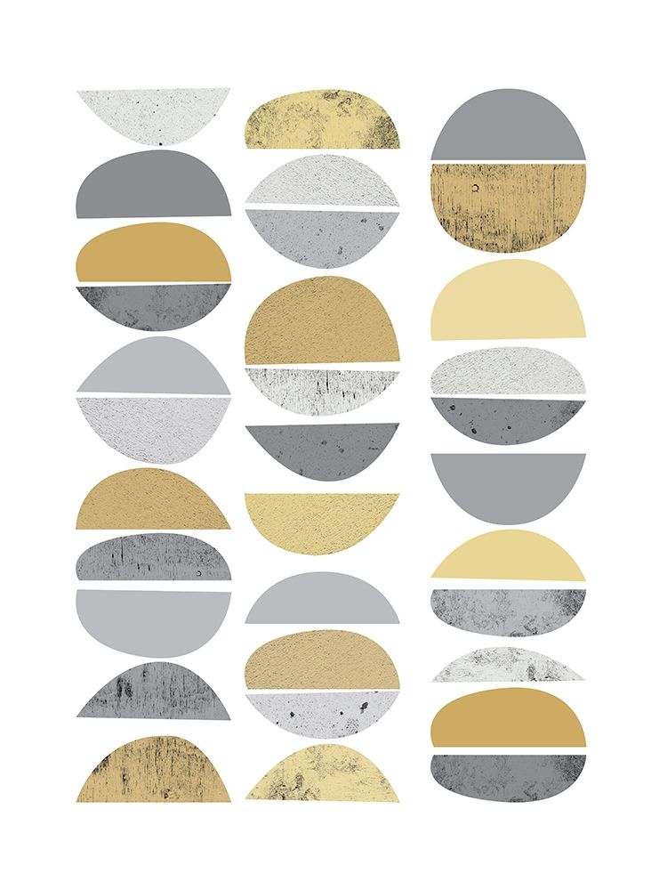 Art Print: Mid Century Flora Tones Yellow Grey 2