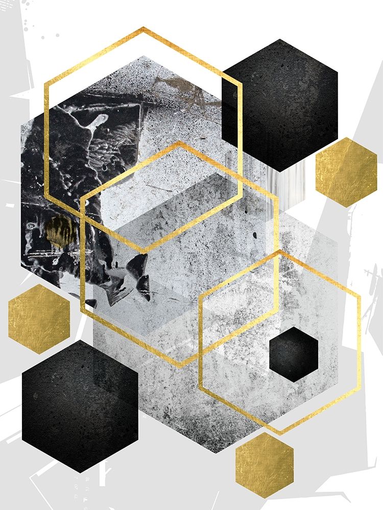 Wall art: Abstract Geo Black Gold 1, by Urban Epiphany