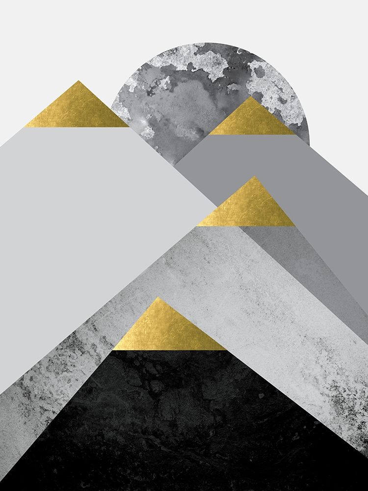 Art Print: Black Grey Gold Mountains 2